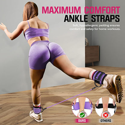 Resistance Bands with Cuffs, Ankle Straps for Glute & Leg Workouts